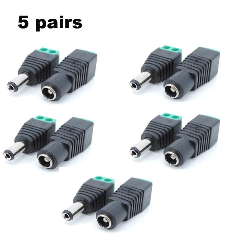 DC Male + Female Высококачественный 2,1 мм x 5,5 мм разъем для источника питания постоянного тока, разъем адаптера, разъем для освещения камеры видеонаблюдения