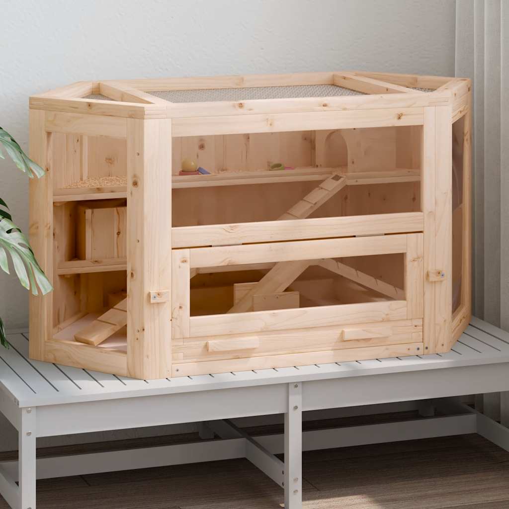 Hamster Cage 80 x 40 x 43 cm Solid Pine Wood