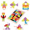 Wooden Building Block Puzzle Toy Tangram Puzzle Intelligent Colorful 3D Russian Building Block Children Montessori Education