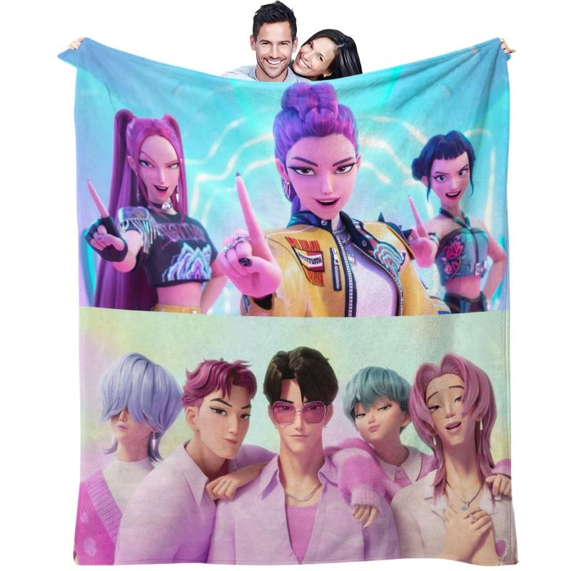 Плед K-Pop Охотники на демонов Супертеплый Удобный Фланелевый плед Подарки для фанатов для дома Отдыха Кемпинга Путешествий