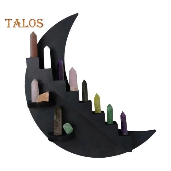 Деревянная полка для демонстрации луны, настенная полка для коллекционирования, настенная полка в виде полумесяца для кристаллов, драгоценных камней, свечей, предметов коллекционирования