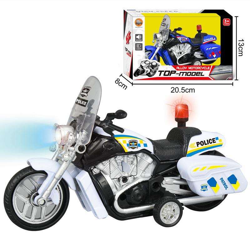 1/12 полицейский мотоцикл, игрушечная модель автомобиля, детский игрушечный мотоцикл с откатным механизмом
