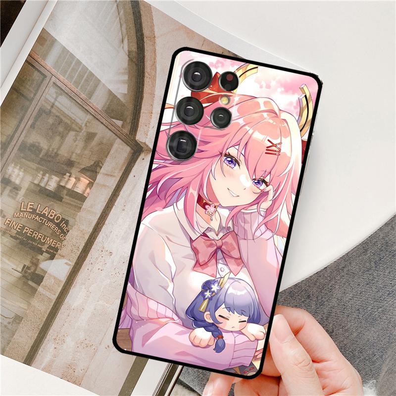 Чехол для телефона Genshin Impact Яэ Мико для Samsung Galaxy S24 Ultra S9 S10 S20 S21 S22 S23 Plus S24 FE S25 Ultra
