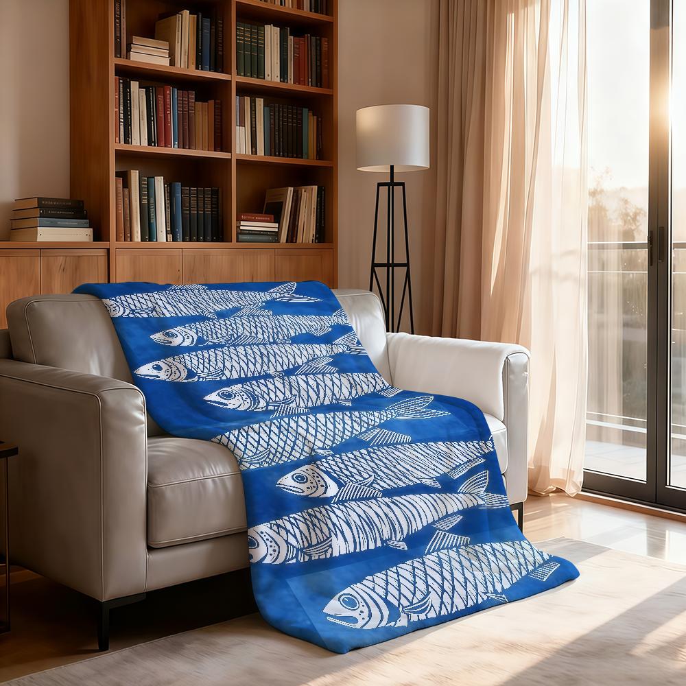 Colorful Sardine Fish Ocean Funny Blanket For Soft Throw Blanket for Picnic Bed Sofa Home Bedroom Cozy Warm Comfortable