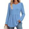 Women's Casual Fashion Long Sleeve Shirt Solid Color Tunic Top