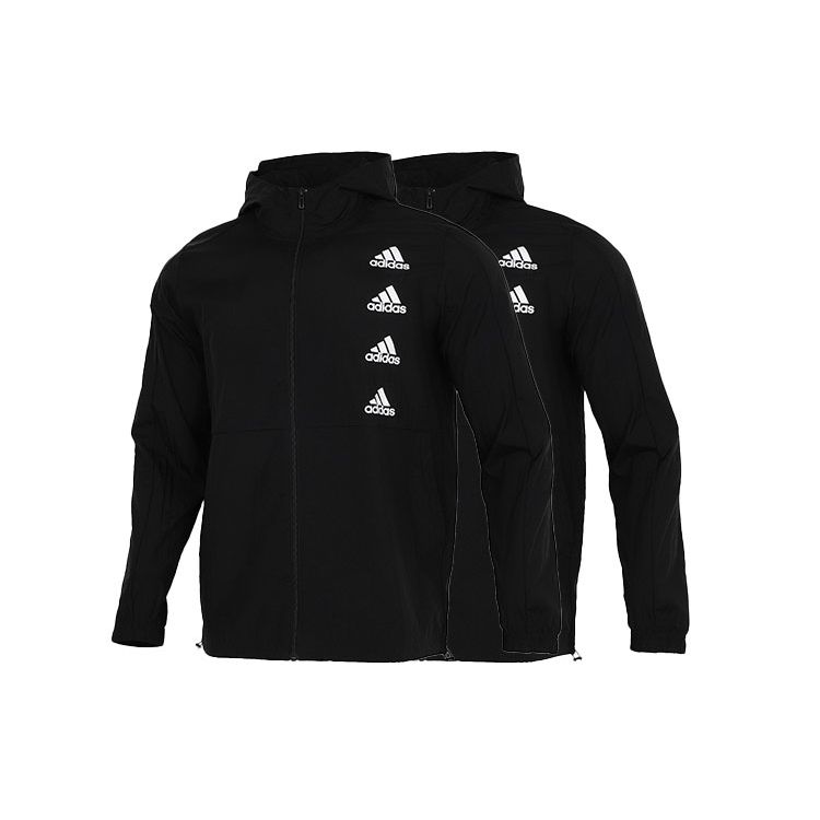 Adidas Повседневная спортивная беговая тренировочная тканая куртка с капюшоном, мужские куртки черного цвета GK9370