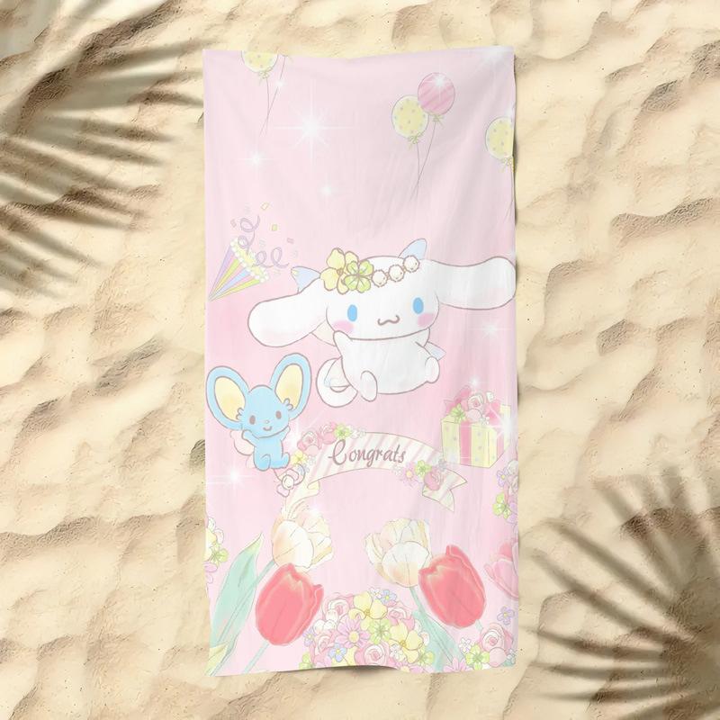 Cute Cartoon Kitten Printed Microfiber Beach Towel Quick Dry Soft Bath Towel For Kids Seaside Swimming