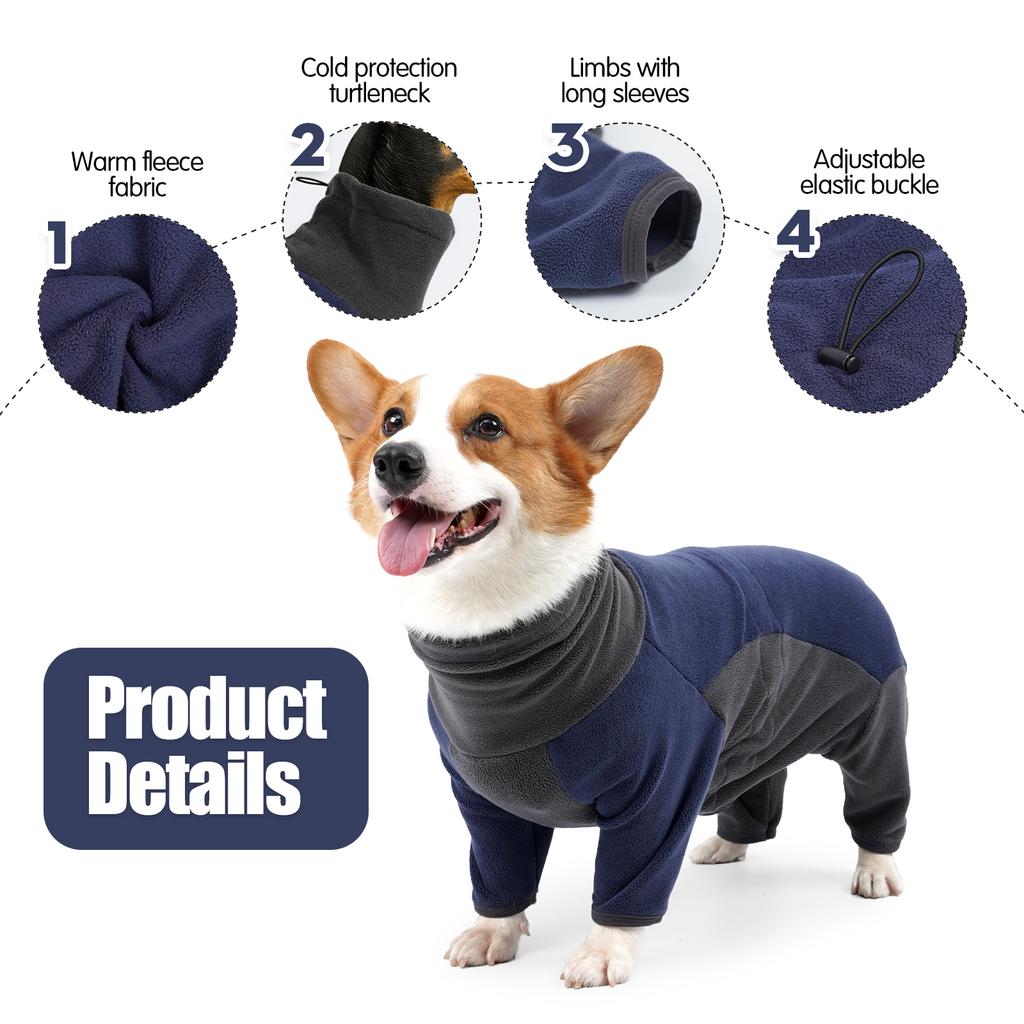 Dog Fleece Jacket Warm Winter Coat Turtleneck Pullover for S M L Dogs