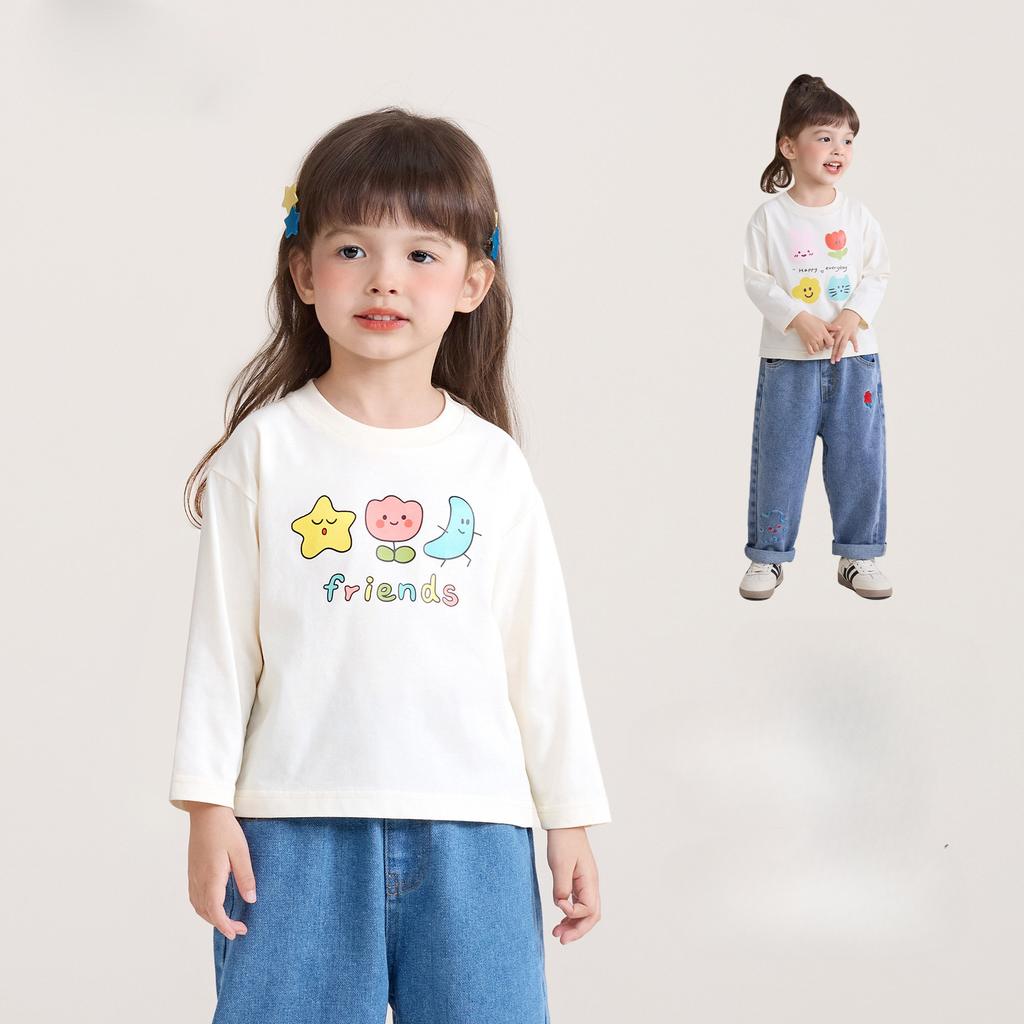 Girls Casual Long-sleeved T-shirt Spring and Autumn 2025 Children's Fashion Top Base Shirt