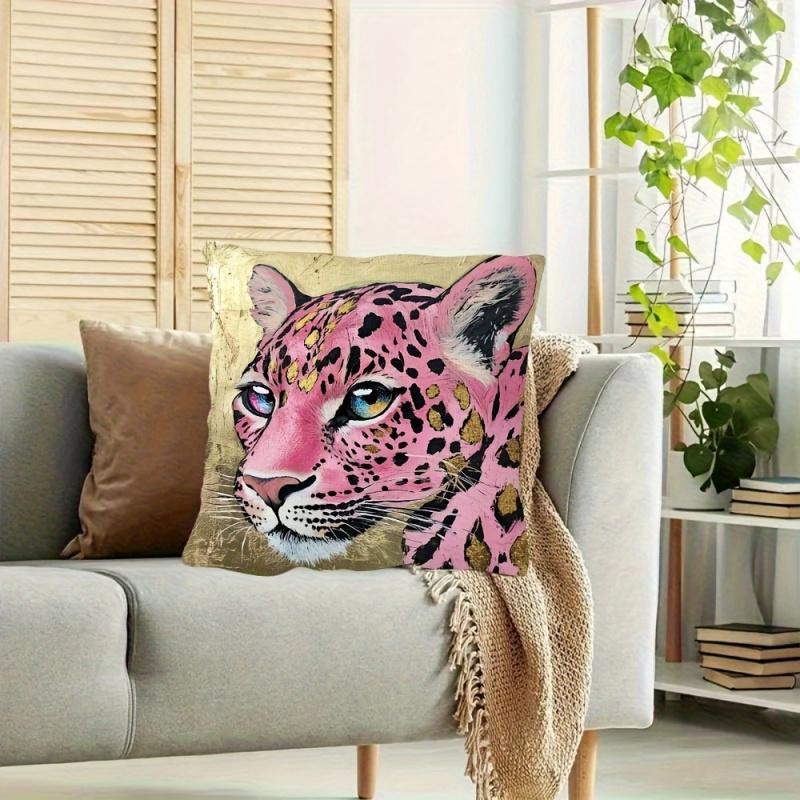 Vikama Pink Leopard Print Cushion Cover Decorative Throw Pillowcase For Sofa Living Room Bedroom Office Furniture Decoration