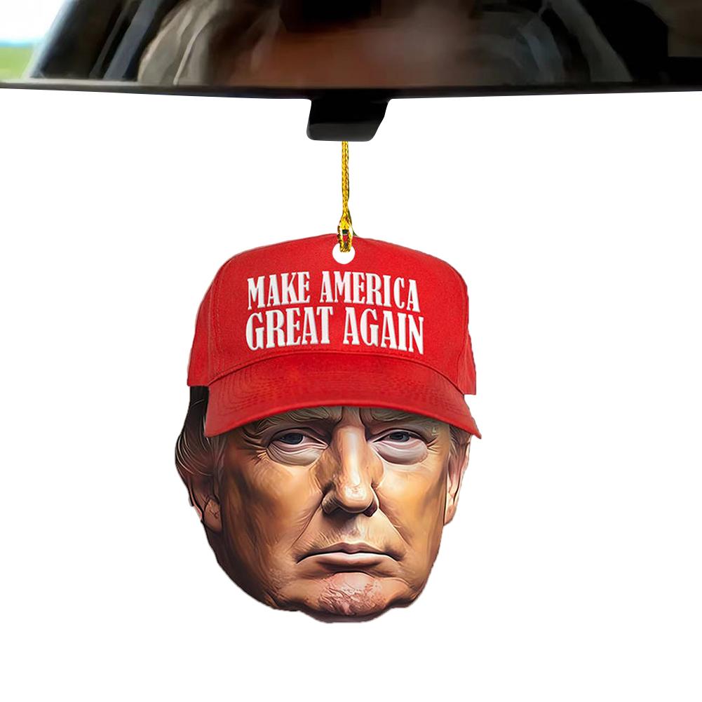 1 шт. Акриловое рождественское украшение в стиле Трампа, подвесное украшение для автомобиля и дерева, идеальный праздничный подарок, забавный мультяшный кулон
