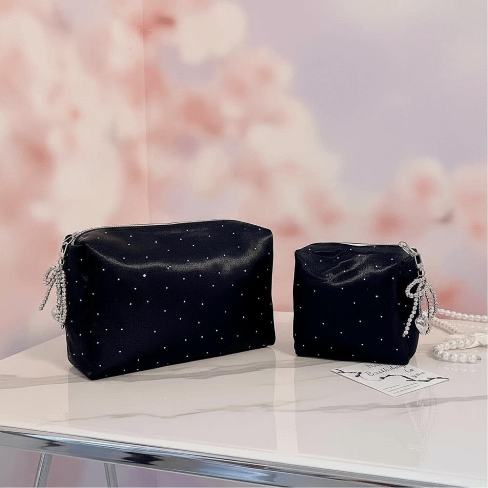 Zipper Sequin Cosmetic Bag Luxury Cosmetic Organizer Simple Rhinestone Handbag Carry-On