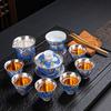 999 Sterling Silver Ceramic Kung Fu Tea Set
