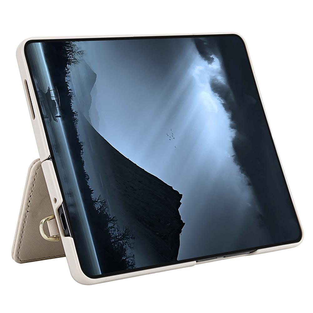 Чехол для Samsung Galaxy Z Fold5 5G с отделениями для карт, покрытый кожей ТПУ, с цветочным принтом, чехол для телефона с 2 ремешками