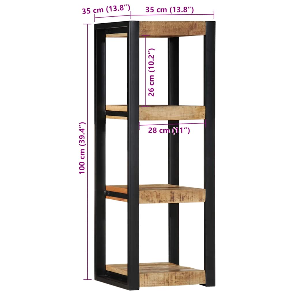 Wall Shelf 35x35x100 cm Rough Solid Mango Wood