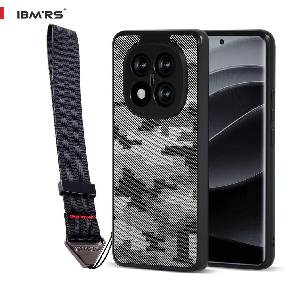 (В комплекте ремешок на запястье)Чехол Ibmrs для Redmi Note 14 Pro 4G, ультратонкий, карманный, приподнятые края защищают камеру и экран - Черный камуфляж