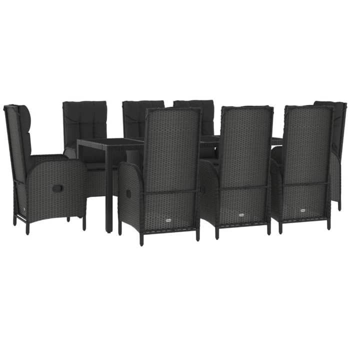 Maison Exclusive - Ensemble à manger de jardin 9pcs et coussins noir et gris