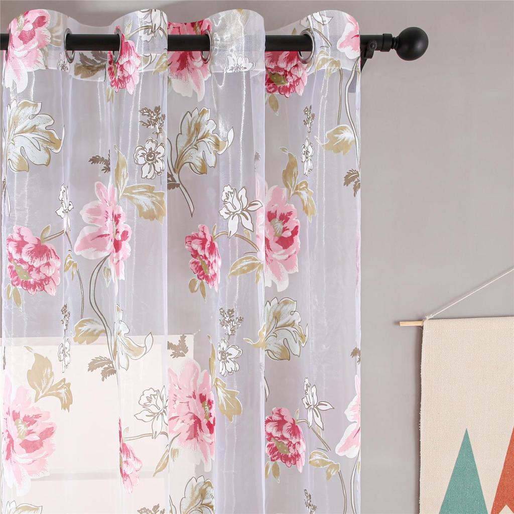 Topfinel Цветочные прозрачные оконные шторы для окон Роскошные прозрачные шторы для кухни Гостиная Панель для окон в спальне Люверс