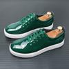 Fashion Autumn Spring Mirror Face High Quality Patent Leather Casual Shoes Men's Lace-Up Sneakers Green Carved Designer Leather Shoes