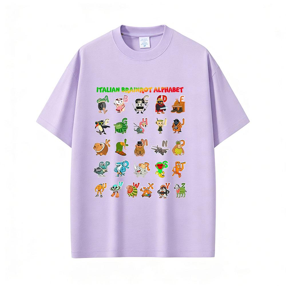 Funny Italian Brainrot Alphabet Graphic T Shirt Six Seven 67 Tshirt Unisex Women Summer Casual Loose Oversized Tshirts Streetwear
