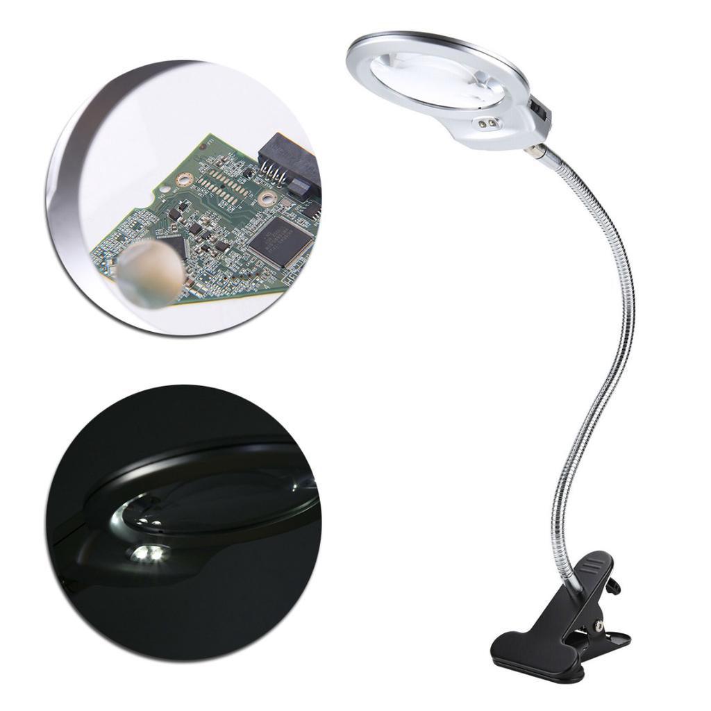 New Clip-on Loupe LED Magnifier Desk Table Magnifying Glass For Reading Repair