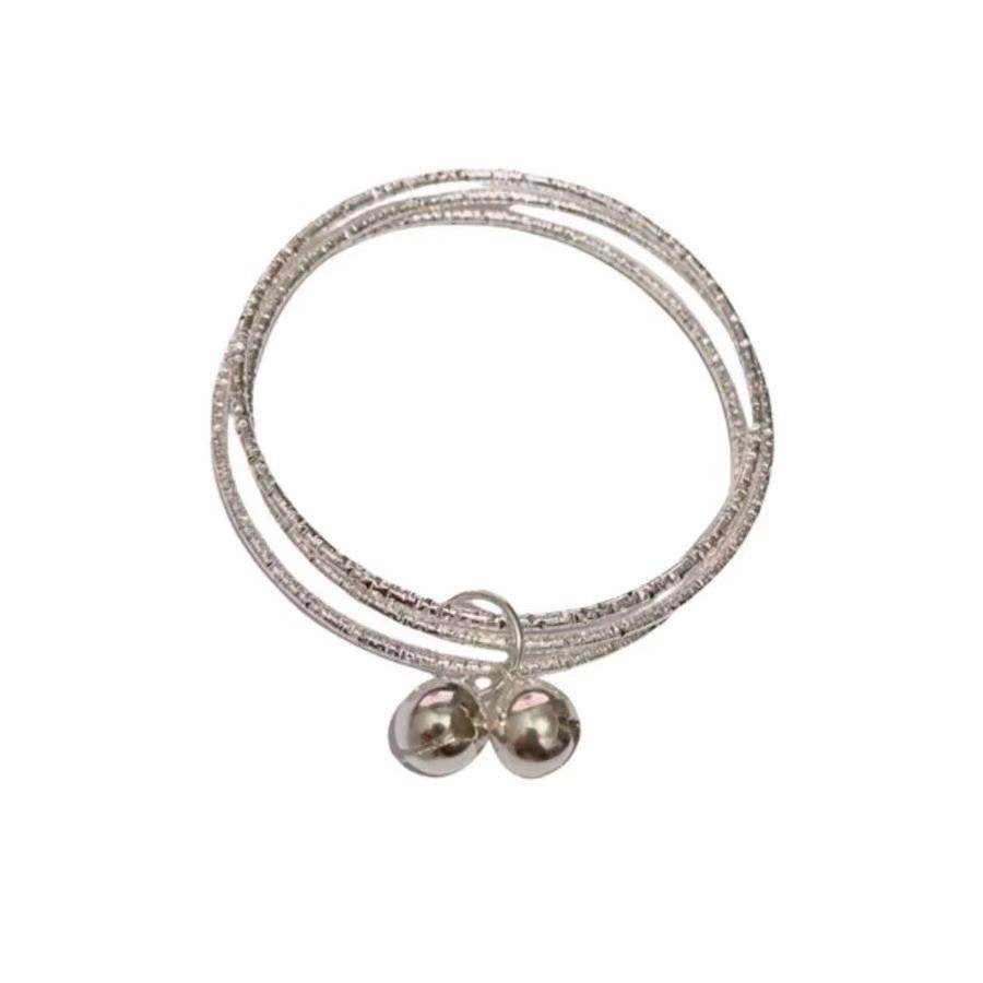 Silver Triple Sophisticated Bell Bracelet For Women Minimalist Bangle Alloy