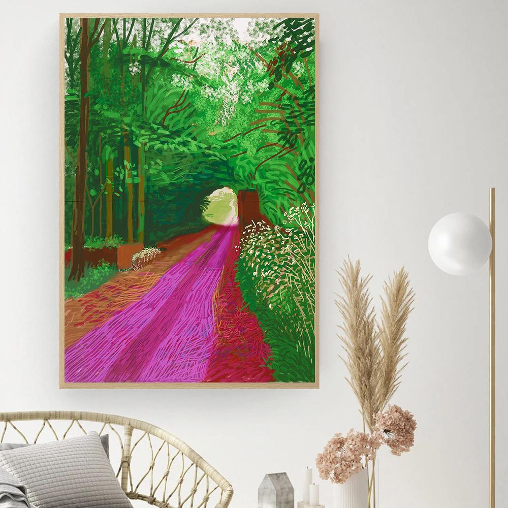 David Hockney Landscape Colorful Poster Arrival Of Spring Art Canvas Print Painting Wall Picture for Living Room Home Decoration