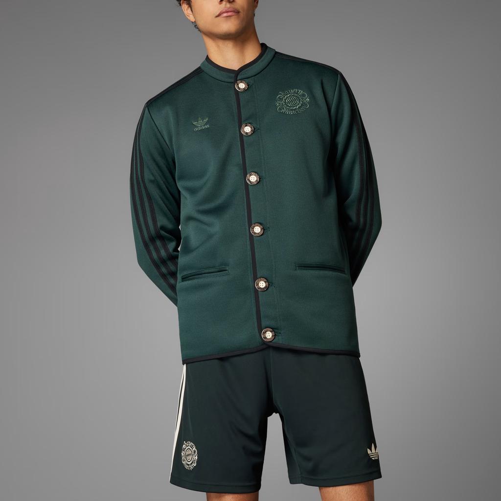 Adidas Originals FC Bayern X Originals Логотип Вышитый Дизайн Однобортный Модный Круглый Вырез Длинный Рукав Куртка Мужские Куртки Зеленый IZ0088