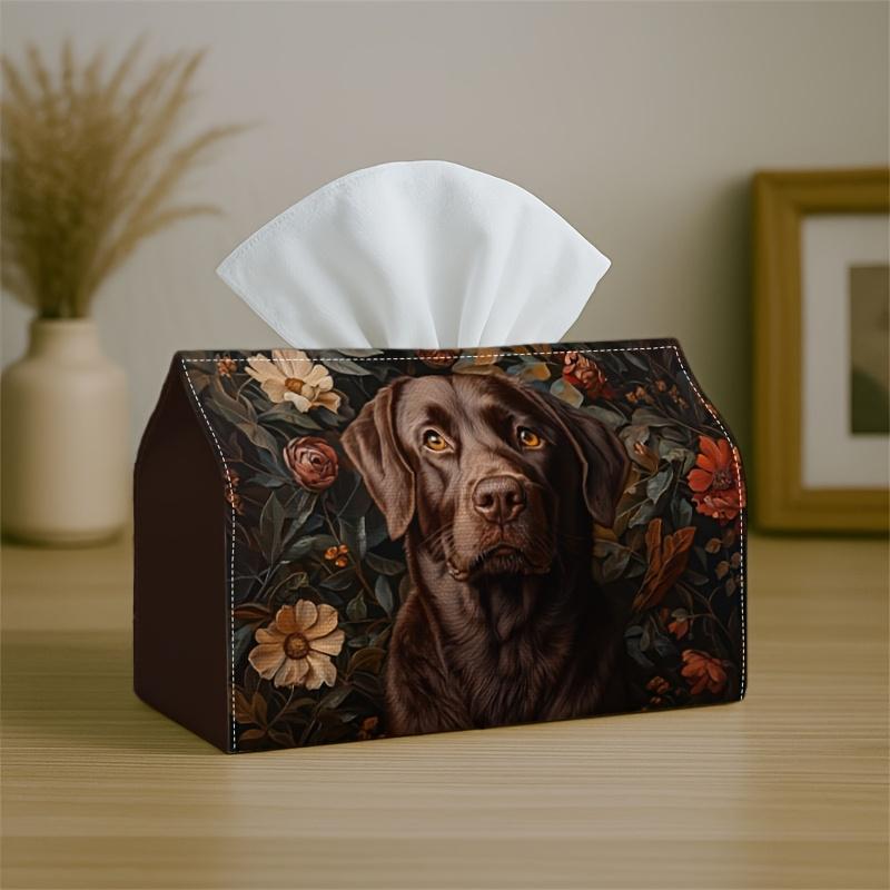 1pc Elegant Dog Portrait Tissue Box - Multifunctional Portable Tissue Holder Suitable for Bedroom, Living Room, Car - Decorative Tissue Storage Box fo