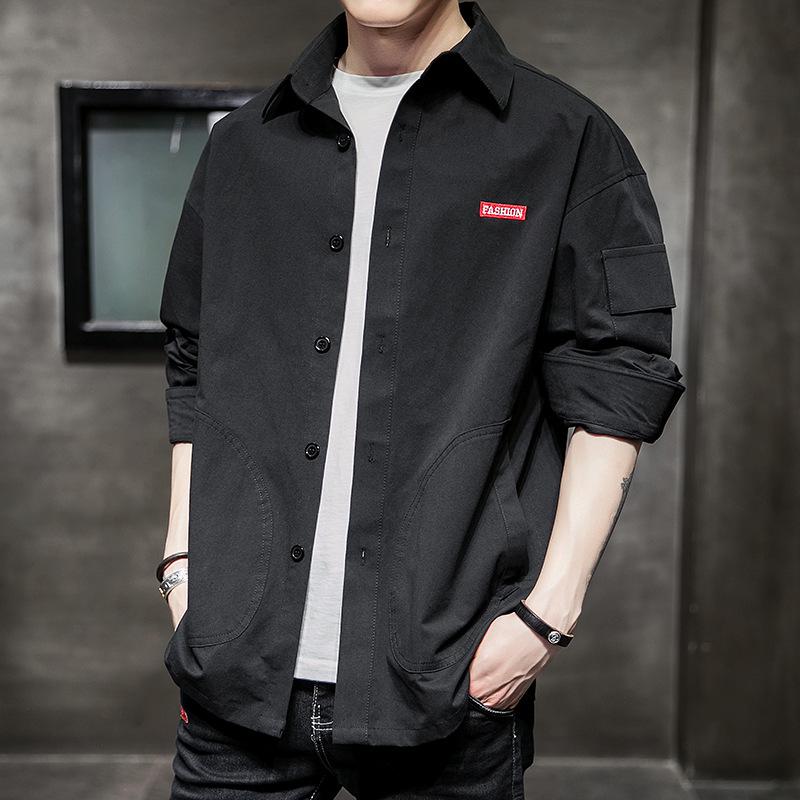 Весенняя мужская рубашка, молодежная повседневная куртка, модная мужская хлопковая рубашка 