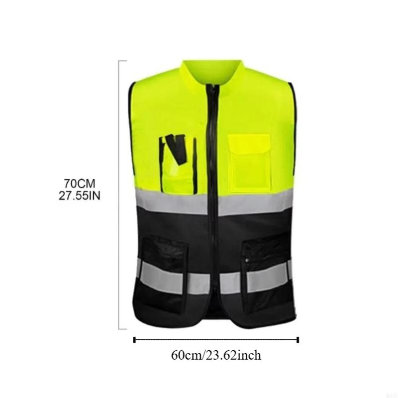 with Pocket Reflective Vest High Visibility Construction Clothes Outdoor Safety Clothing Cycling