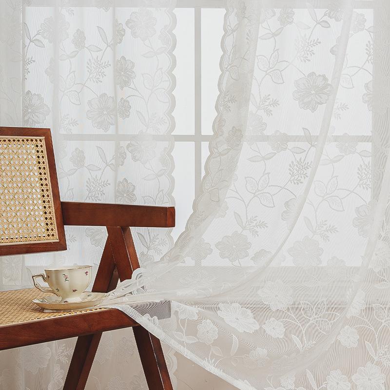 Французская корейская волна кружевная марлевая штора гостиная спальня балкон штора вышивка перегородка готовая штора