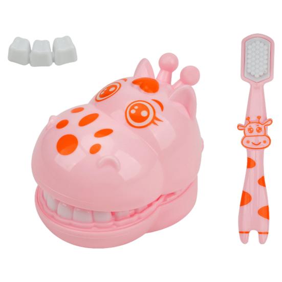 Детский стоматологический игровой набор Интерактивная модель зубов со зубной щеткой Забавная игрушка-стоматолог в форме жирафа для ролевых игр Обучение гигиене полости рта