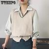 Women's Sweater Vest Sleeveless Split V-neck Knitted Vest Women's Spring New Korean Version