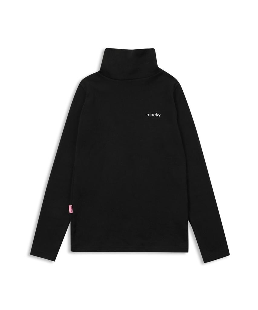 MACKY Long Neck Layer T-Shirt Black