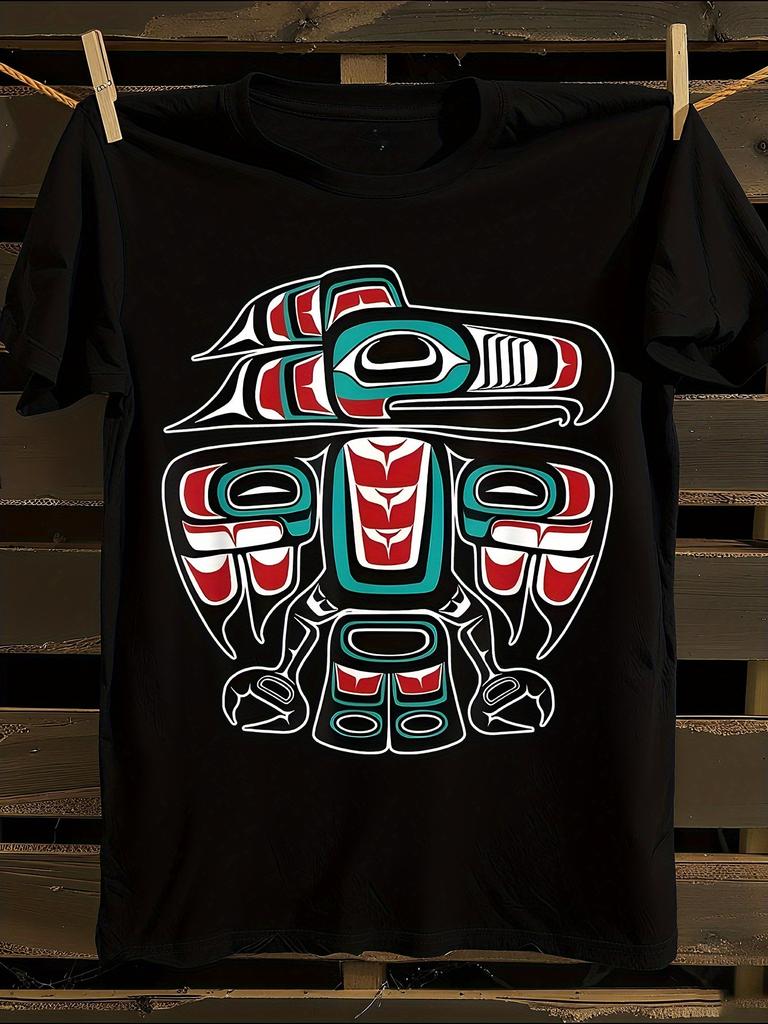 Everyday Haida Tlingit Raven Totem T-Shirt Mens Tshirt Womens Tshirts with Letters Print Short Sleeves T-Shirt Casual Street Tee Shirt Top
