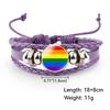 Distinctive And Colorful Rainbow Flag Time Gemstone Purple Leather Bracelet