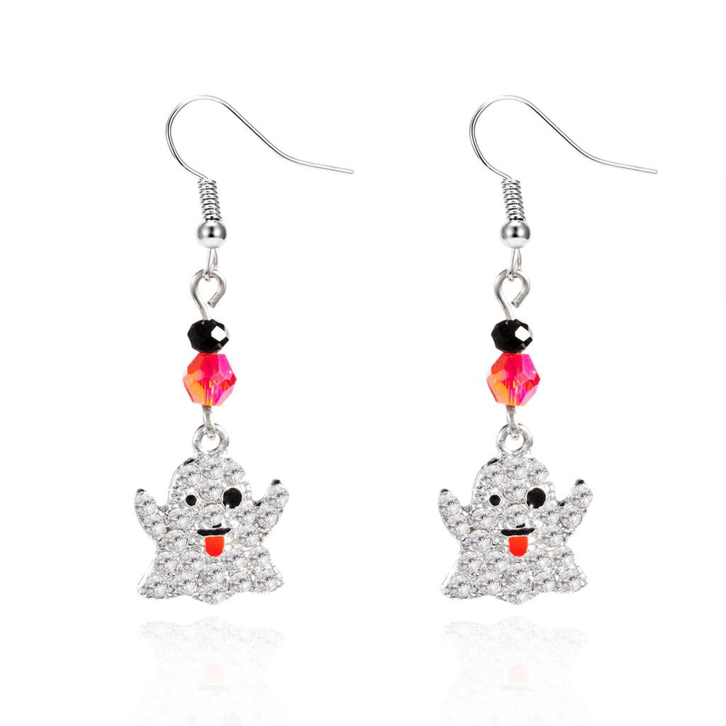 Halloween Costume Jewelry Alloy Earrings With Ghost And Spider Web Design For Men And Women