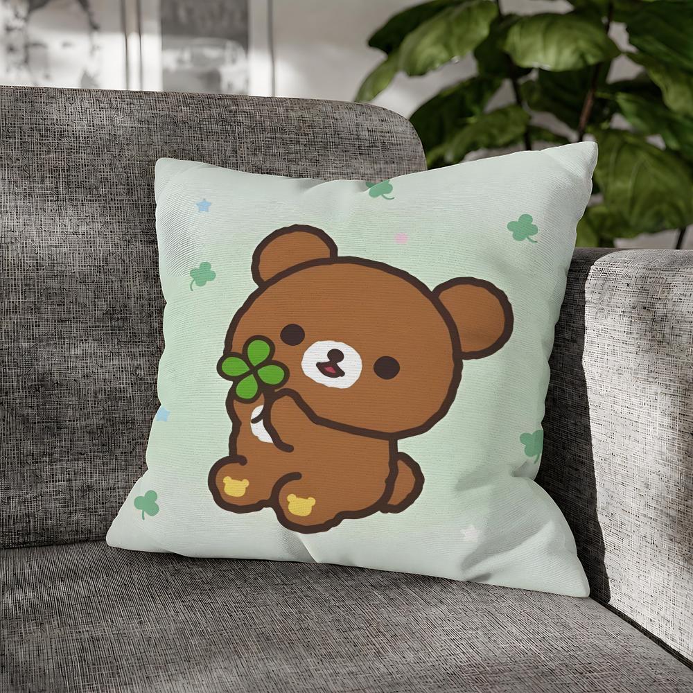 Cartoon Rilakkuma Korilakkuma Sanx Cushion Cover Decorative Pillowcase Soft Short Plush Cozy Durable Sofa Home Decor Items Gift