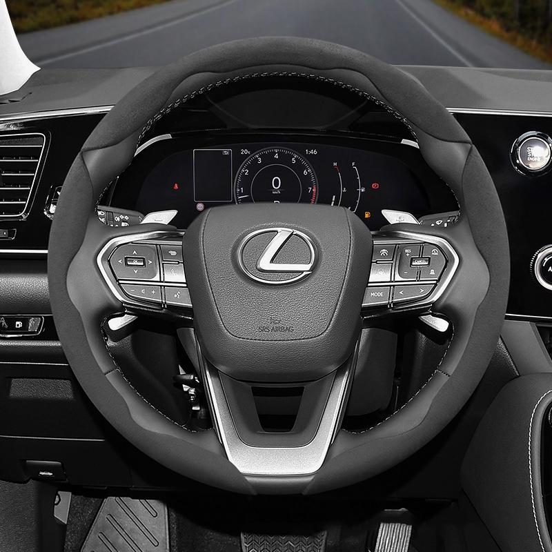 HPE1 Suitable for Lexus Anti-Slip Buckle Segmented Suede Steering Wheel Cover Suitable for Is250 Ct200H Is350 Es300H Rc Is300H Rx Rx450H Hs250H Nx300