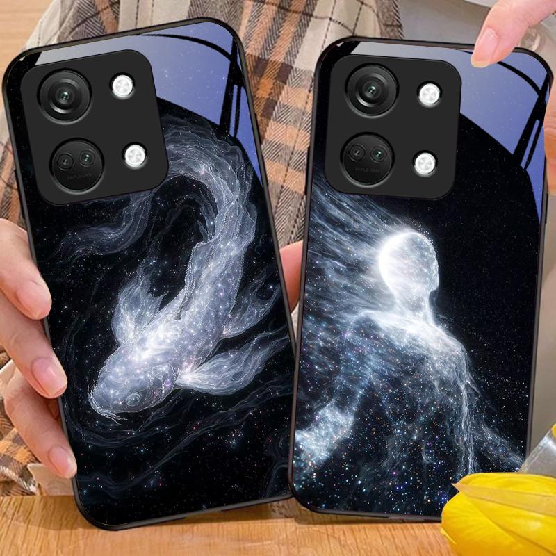 Space Starry Sky Horse For OnePlus Nord CE N3 30 2 20 4 2T 2 Lite 5G Ace 5 2V 6 7 10 8 9 12 13 Tempered glass phone case black