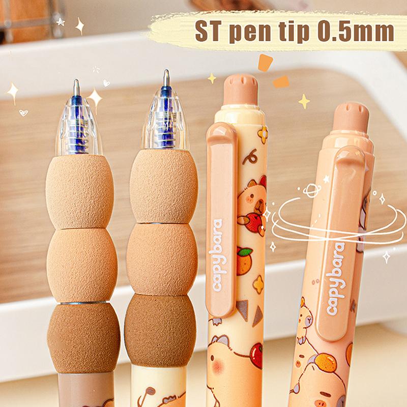 4Pcs Cartoon Cute Capybara Erasable Gel Pens Kawaii Quick-Drying Writing Smooth Elegant Neutral Pens Aesthetic Stationery