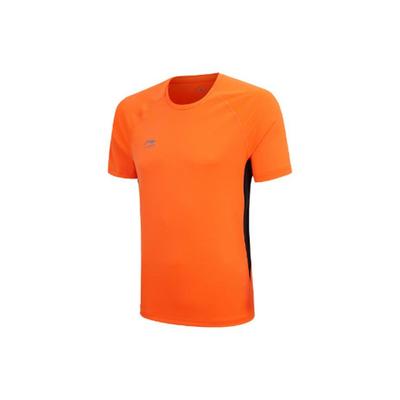 Li Ning Футболка с круглым вырезом и принтом букв, с короткими рукавами, мужская, топы, флуоресцентно-оранжевый, ATSQ169-2