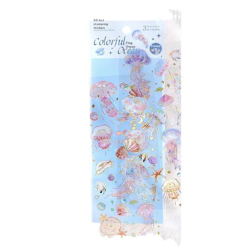 3 Sheets Themed Hot Stamping Sticker Set Decorative Stickers For Journaling Scrapbooking And DIY Crafts