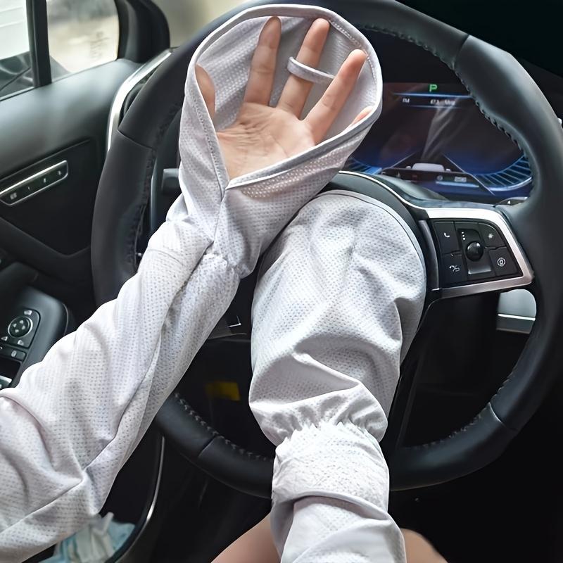1 pair of summer horse-shoe sun protection sleeves, stylish solid-color hosiery with loose hook-and-loop arm covers