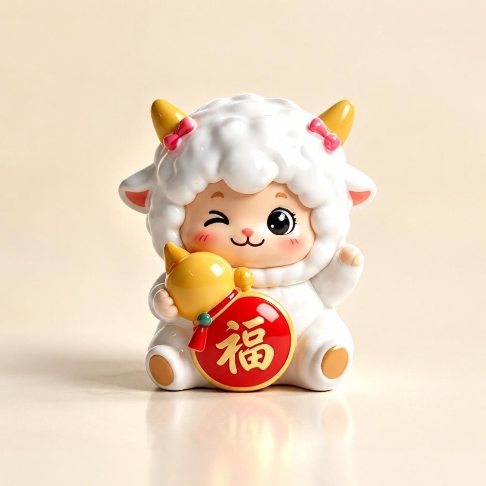 Lucky Theme Year of The Goat Ornament Cute Design Mascot Ornament Cute Zodiac Figurines Gift