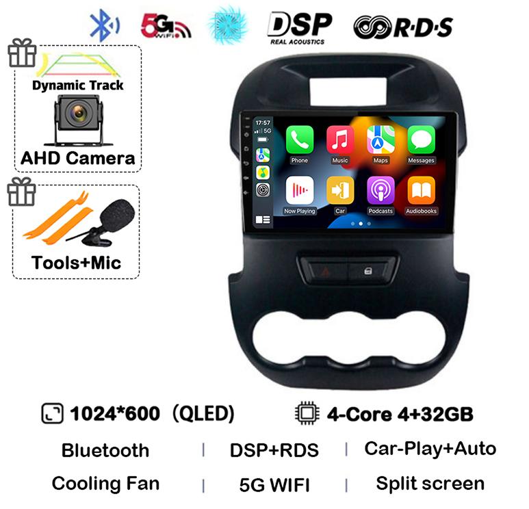 Android 14 Carplay Auto для Ford Ranger 2011 2011 2013 2014 Автомобильный радиоприемник GPS стерео мультимедийный плеер головное устройство 2 DIN WIFI+4G DSP