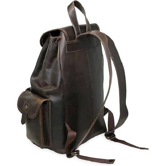 New 16" Brown Leather Backpack Vintage Rucksack Laptop Bag Water Resistant Casual Daypack College Bookbag