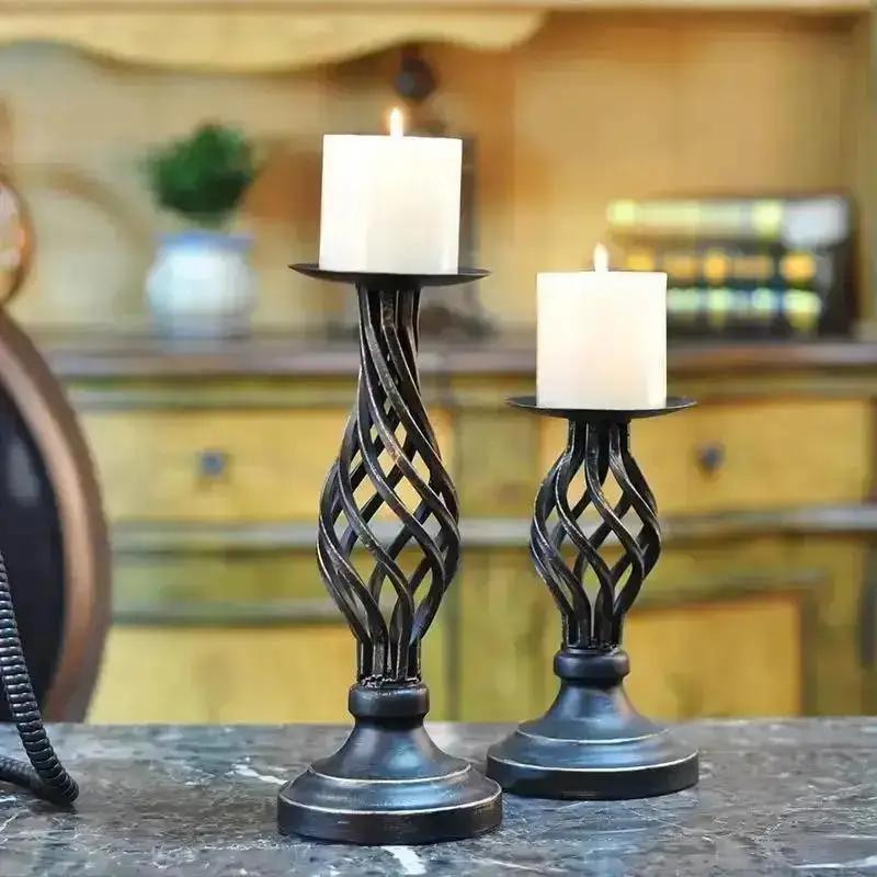 Atmosphere Restaurant Cafe Candlelight Candlestick Wedding Candlelight Dinner Prop Table Decoration Retro Candlestick Decoration