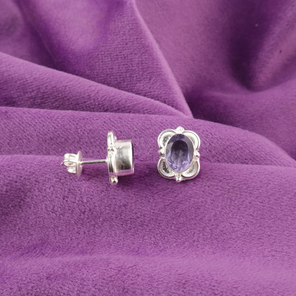 Iolite Gemstone Sterling Silver Unique Stud Best Sisters Gift Butterfly Earrings EE-149-11